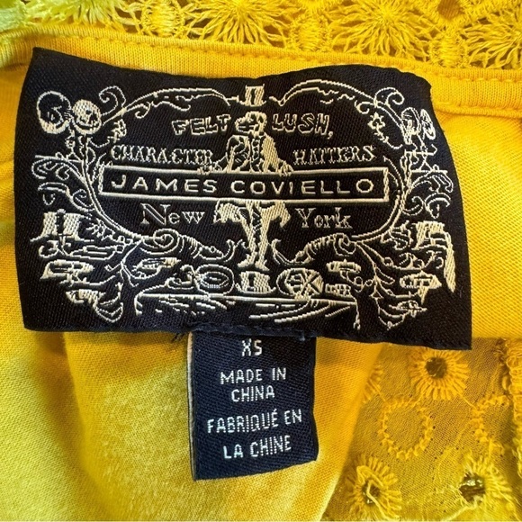 James Coviello Burnham, Lace, Yellow, Long Sleeve, Eyelet, High Neck, Top, XS - Picture 7 of 10